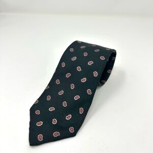 Lands' End Black Tie with Red and White Pattern